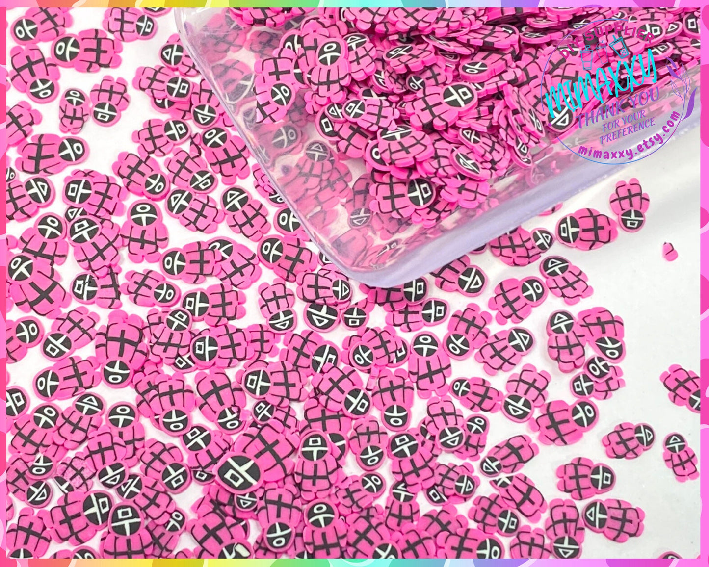 5mm Pink Squid, Sprinkle Slime, Polymer Clay Slice Slices Fake Bake Nail Art Faux Craft , MOVIE 011