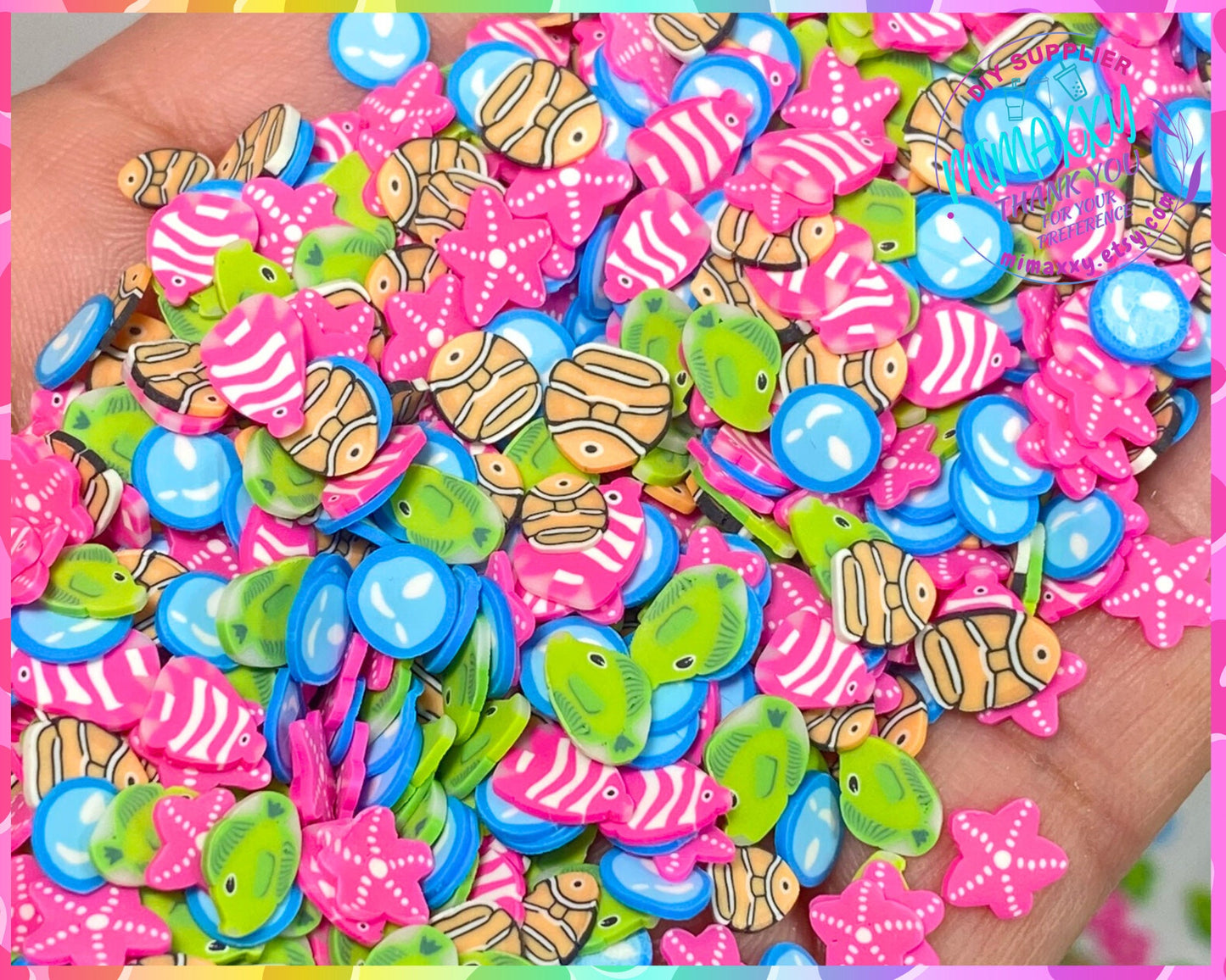 5mm By the sea mix/ Polymer clay Slices / fishing / Ocen / Sea / Resin art / Nail art / Fimo /Diy / Crafts, SEA 008