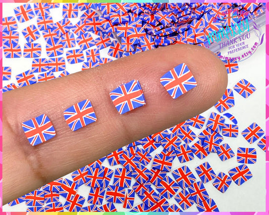 5mm UNITED KINGDOM British Flag / Polymer clay slices/Patriotic, Flag, slime, Nail Art Slices, Faux sprinkles, USA 01