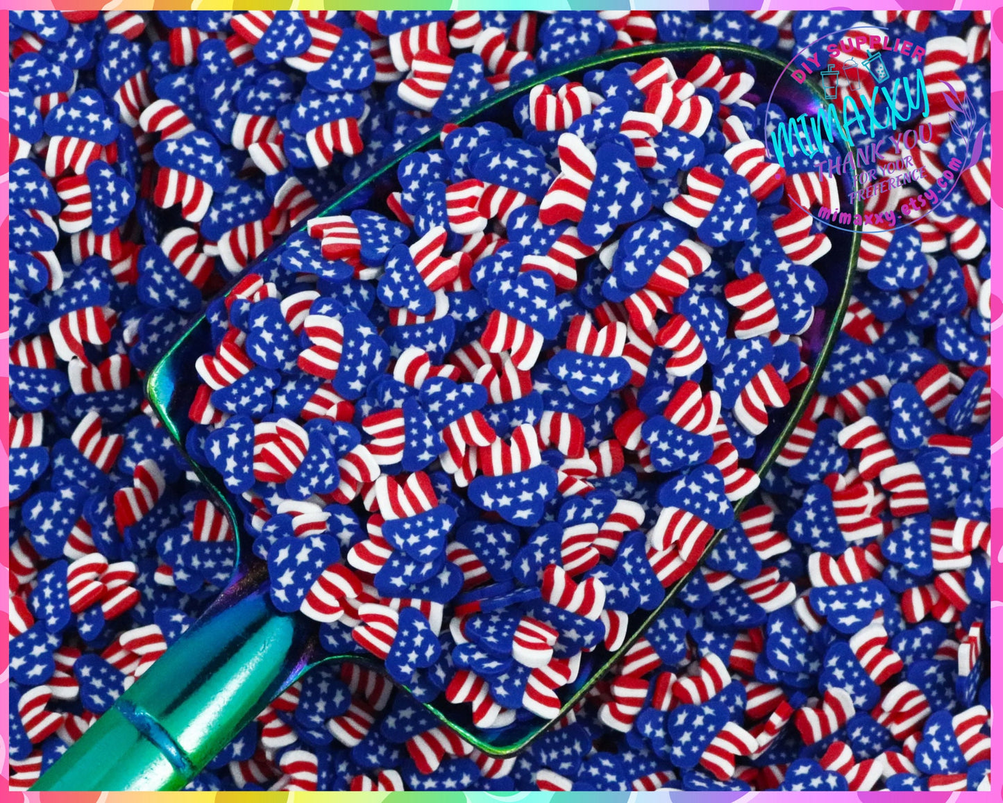 5mm American mouse bow head, july 4th/ independence day /Fimo/Perfect for Diy/Fake Food/Slime/Snow Globe Tumblers/Deco Topping/Fake/USA 009