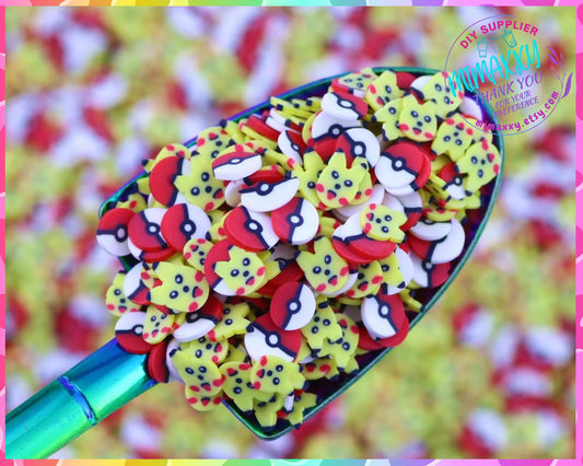 5mm Poke=mon  mix, polimer clay slices / pokeball / resin art / nail art / crafts / DIY / CARTOON MIX 018