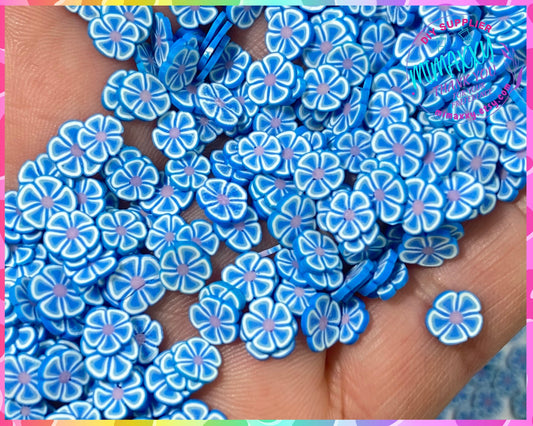 5mm Blue Flower/ Sprinkle, Slime, Polymer Clay Slices, Fake, Bake, Nail Art, Faux Craft Ships, FLOWERS 010