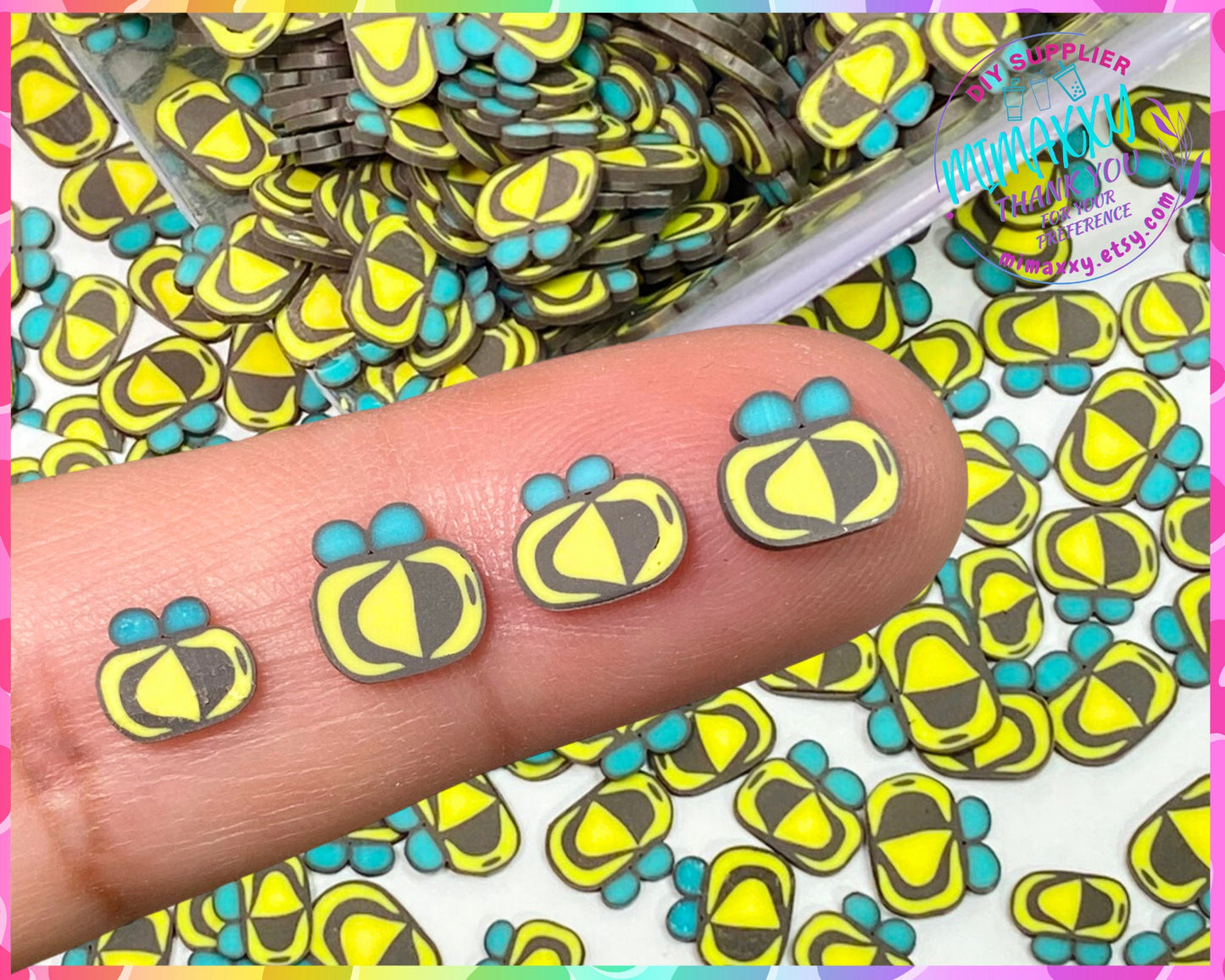 5mm BEE/ Flower/ Sprinkle, Slime, Polymer Clay Slices, Fake, Bake, Nail Art, Faux Craft Ships,Sunflower, Honey, BEE 005