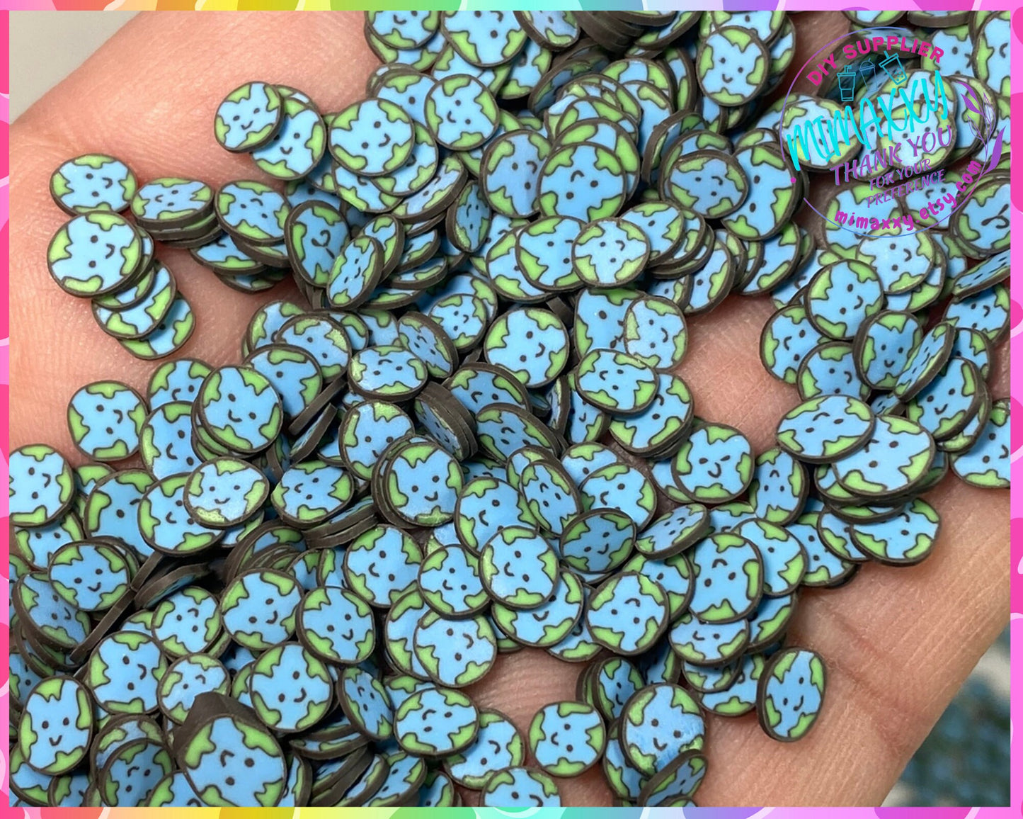 5mm Piece Love Earth, stay green, earth day, polimer clay slices / world globe earth / resin art / nail art / crafts / DIY / CAMP 005