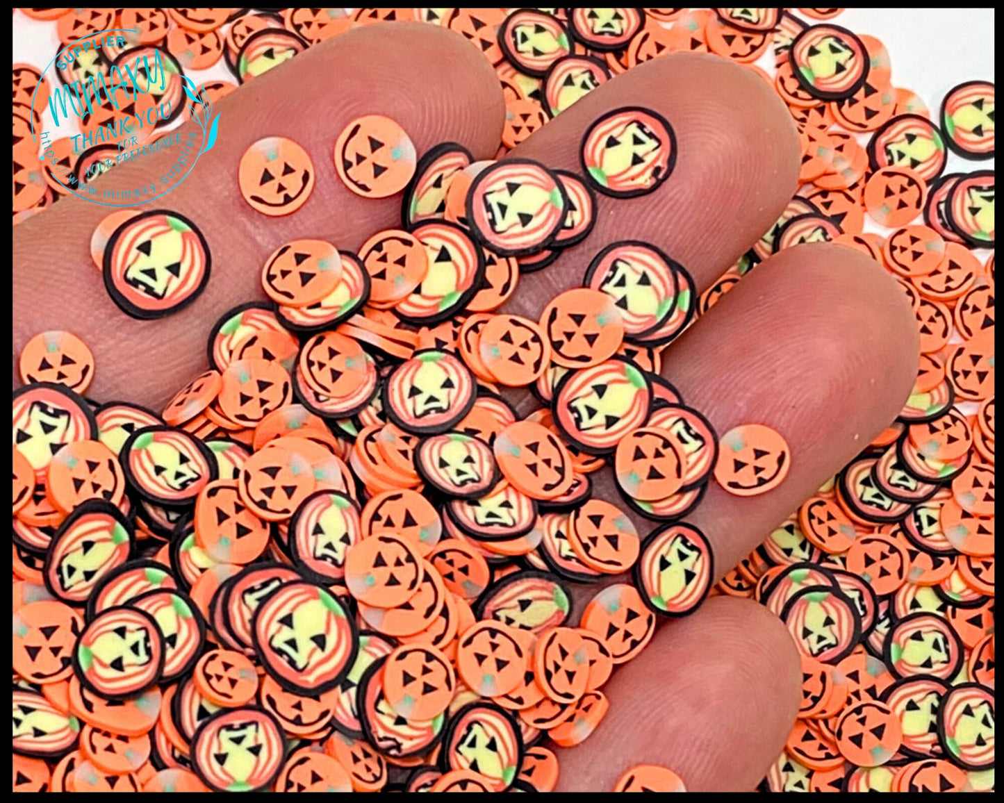 5-7mm PUMPKIN HALLOWEEN Mix, Witches brew/ Sprinkle, Slime Polymer Clay Slices, Fake Bake Nail, Craft Ships, mix, orange, HALLOWEEN 001