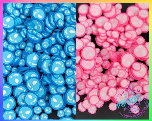 5mm BUBBLES, pink and blue, Sprinkle Slime, Polymer Clay Slice Slices Fake Bake Nail Art Faux Craft , BEACH 001-002