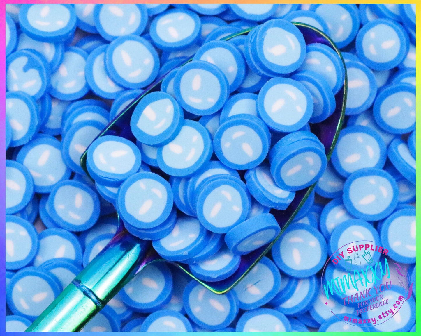 5mm BUBBLES, pink and blue, Sprinkle Slime, Polymer Clay Slice Slices Fake Bake Nail Art Faux Craft , BEACH 001-002