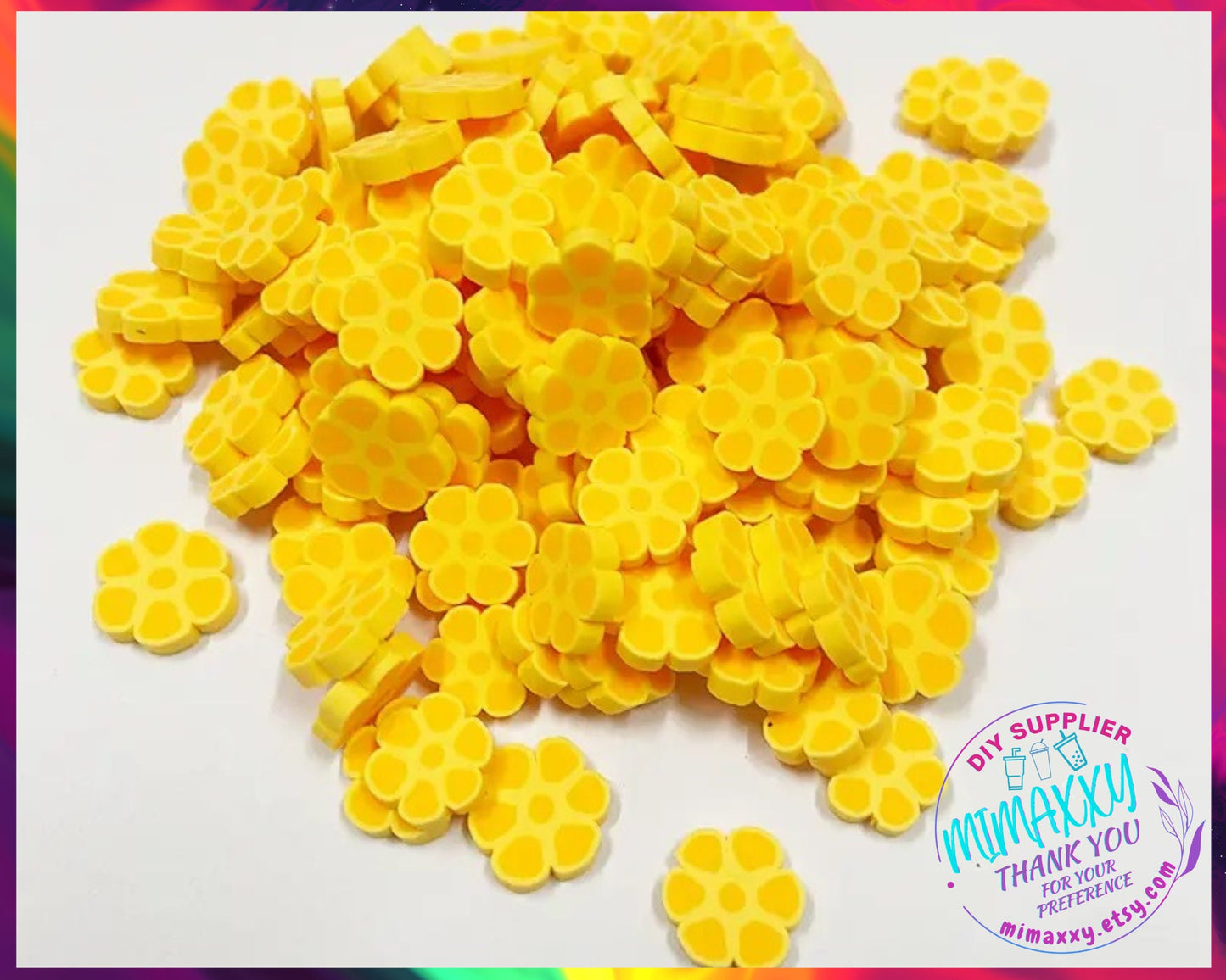 5mm Honeycomb, BEE/ Flower/ Sprinkle, Slime, Polymer Clay Slices, Fake, Bake, Nail Art, Faux Craft Ships,Sunflower, Honey, BEE 006