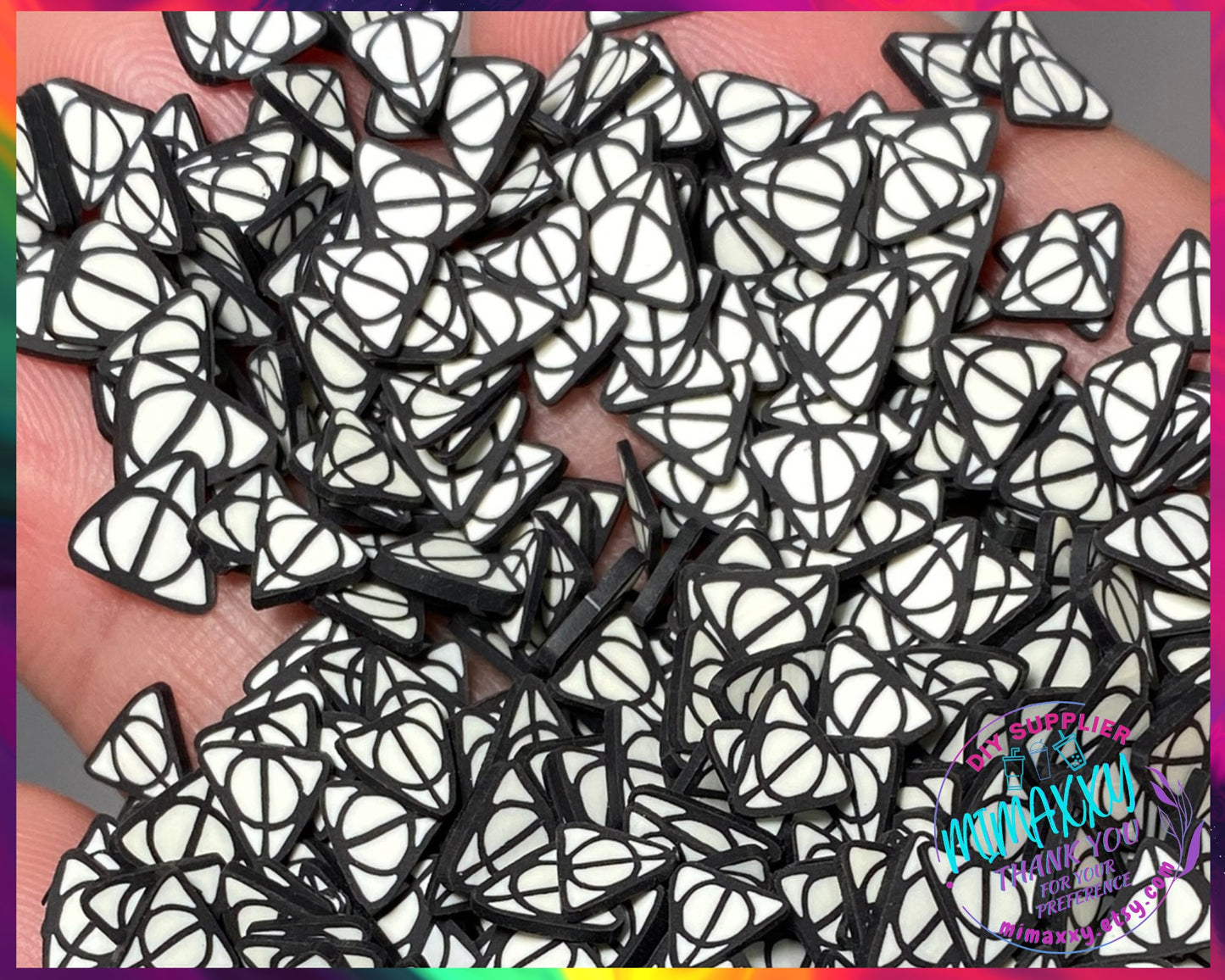 5mm Triangle of death Polymer Clay Slices, Slime, Craft Supplies, Faux Sprinkles, Non-Edible, Tumbler, Nail Art, Confetti, Fimo, HARRY 008