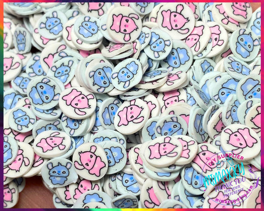 5mm LOVE Alien, Ohana, Aloha, Sprinkle Slime, Polymer Clay Slice Slices Fake Bake Nail Art Faux Craft , CARTOON MIX 030