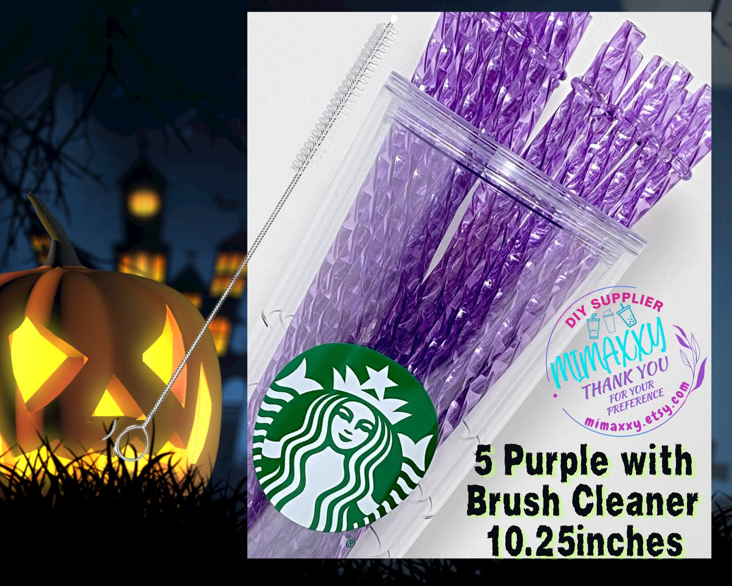 SET of 5 SWIRL STRAW for Starbucks tumbler, Reusable Crystal Replacement 10.25 inches, Plastic Crystal Straw, Reusable Straws, Diy, Crafts