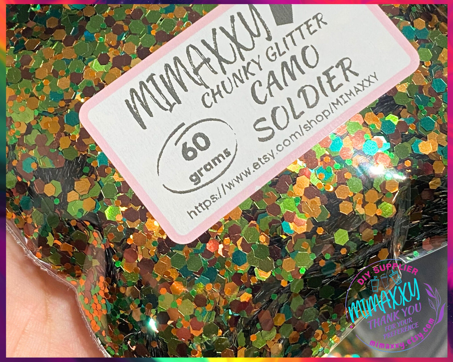 CAMO SOLDIER, Shaped Glitter, Chunky Glitter Mix, Cosmetic Glitter,Nail Art, Resin art,Snow Globe Tumbler,Craft, MIX 027