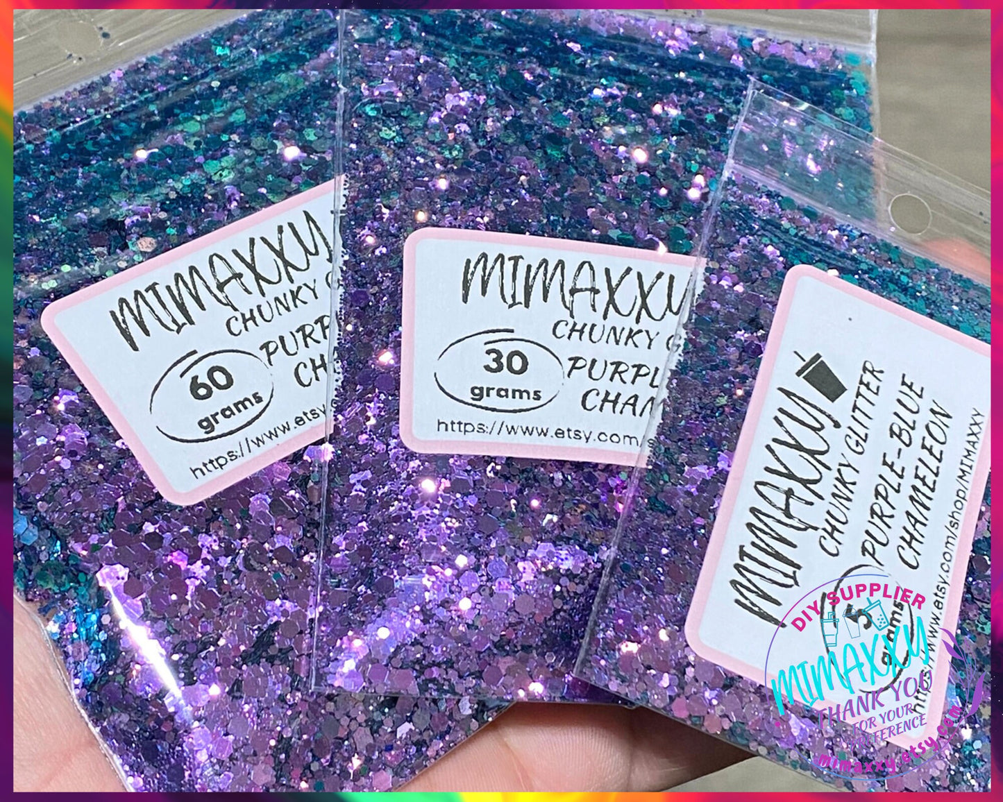 Purple Blue Chameleon  ,Shaped Glitter, Chunky Glitter Mix, Cosmetic Glitter,Nail Art, Resin art,Snow Globe Tumbler,Craft, CHAMELEON 011