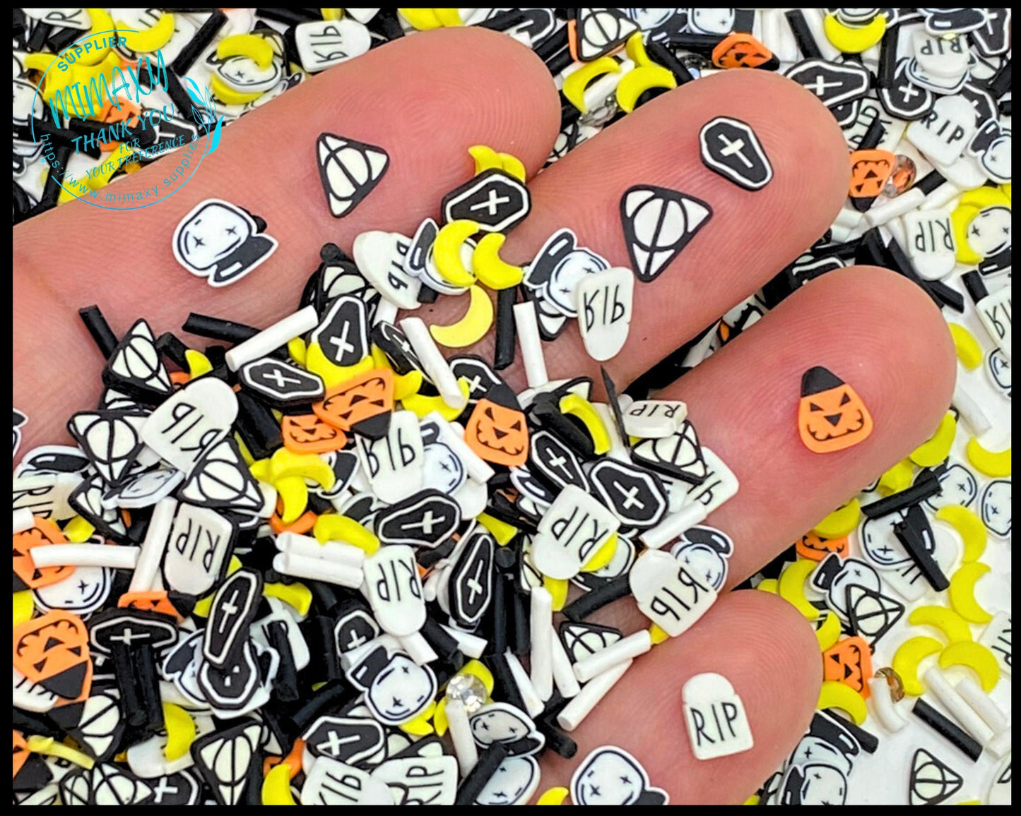 5mm Graveyard Mix / Kuwaii /Fimo/Slice, DIY/Slime/Snow Globe Tumblers/Deco Topping, ghost, bat, star, pumpkin, Grave, HALLOWEEN 18