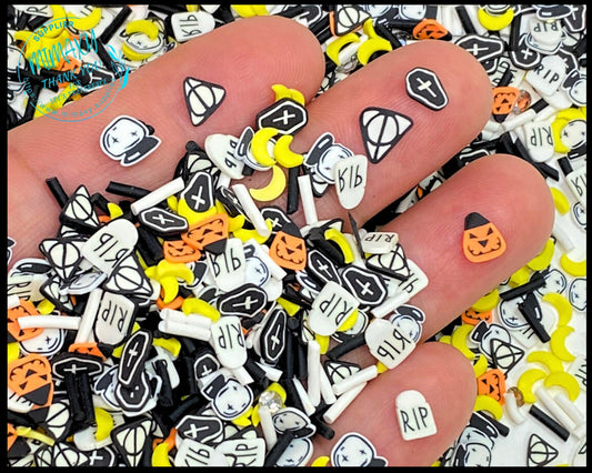 5mm Graveyard Mix / Kuwaii /Fimo/Slice, DIY/Slime/Snow Globe Tumblers/Deco Topping, ghost, bat, star, pumpkin, Grave, HALLOWEEN 18