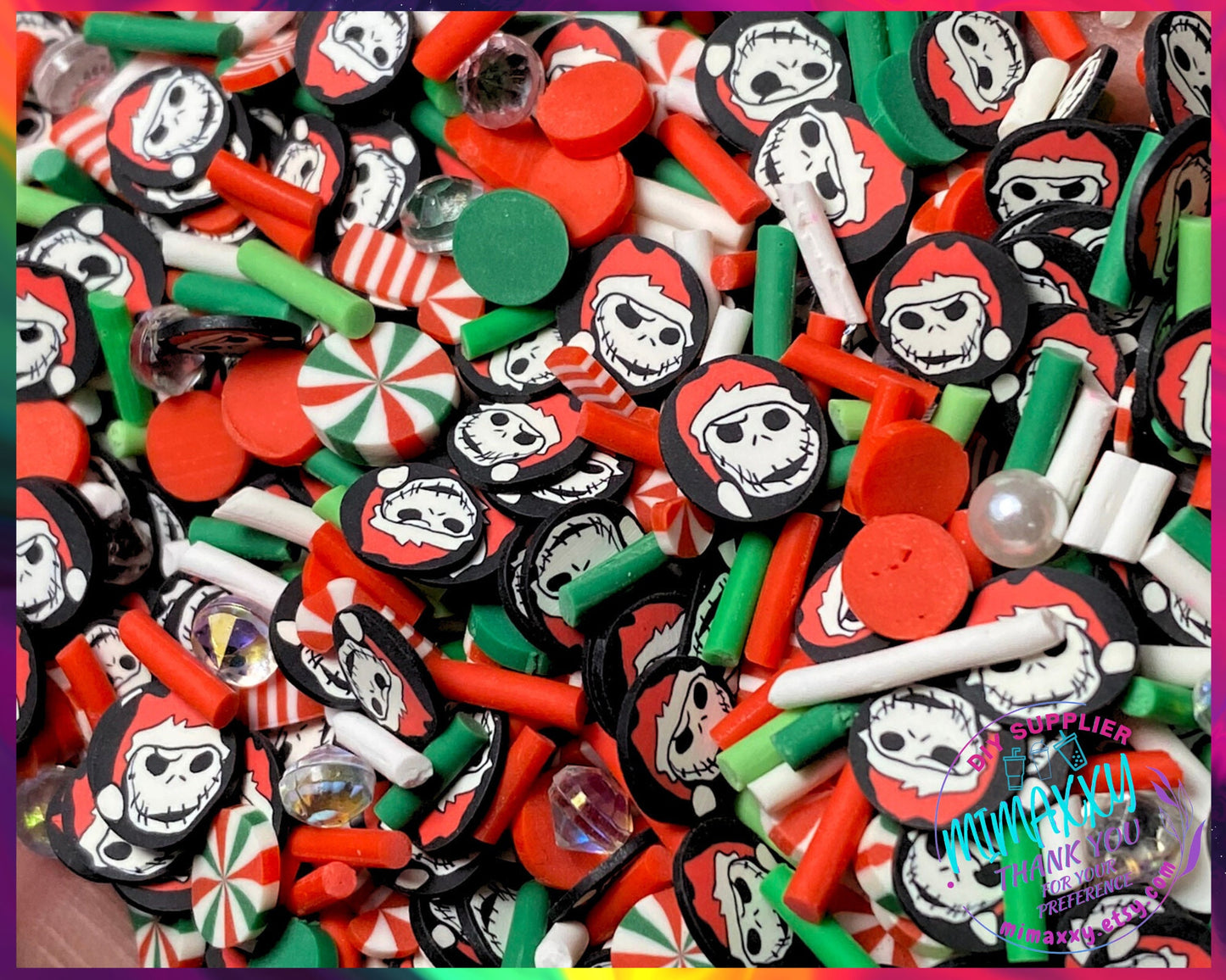 5mm Santa Jack Mix / Ghost / Skeleton Polymer Clay /  Sprinkle / DIY / Resin Art /Nairl art Snow globe tumbler / Christmas, XMAS 043