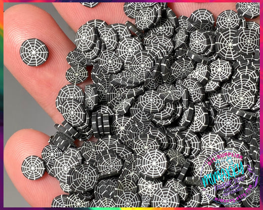 5mm Spider web, Sprinkle, Slime Polymer Clay Slices, Fake Bake Nail, Craft Ships, mix, death, HALLOWEEN 039