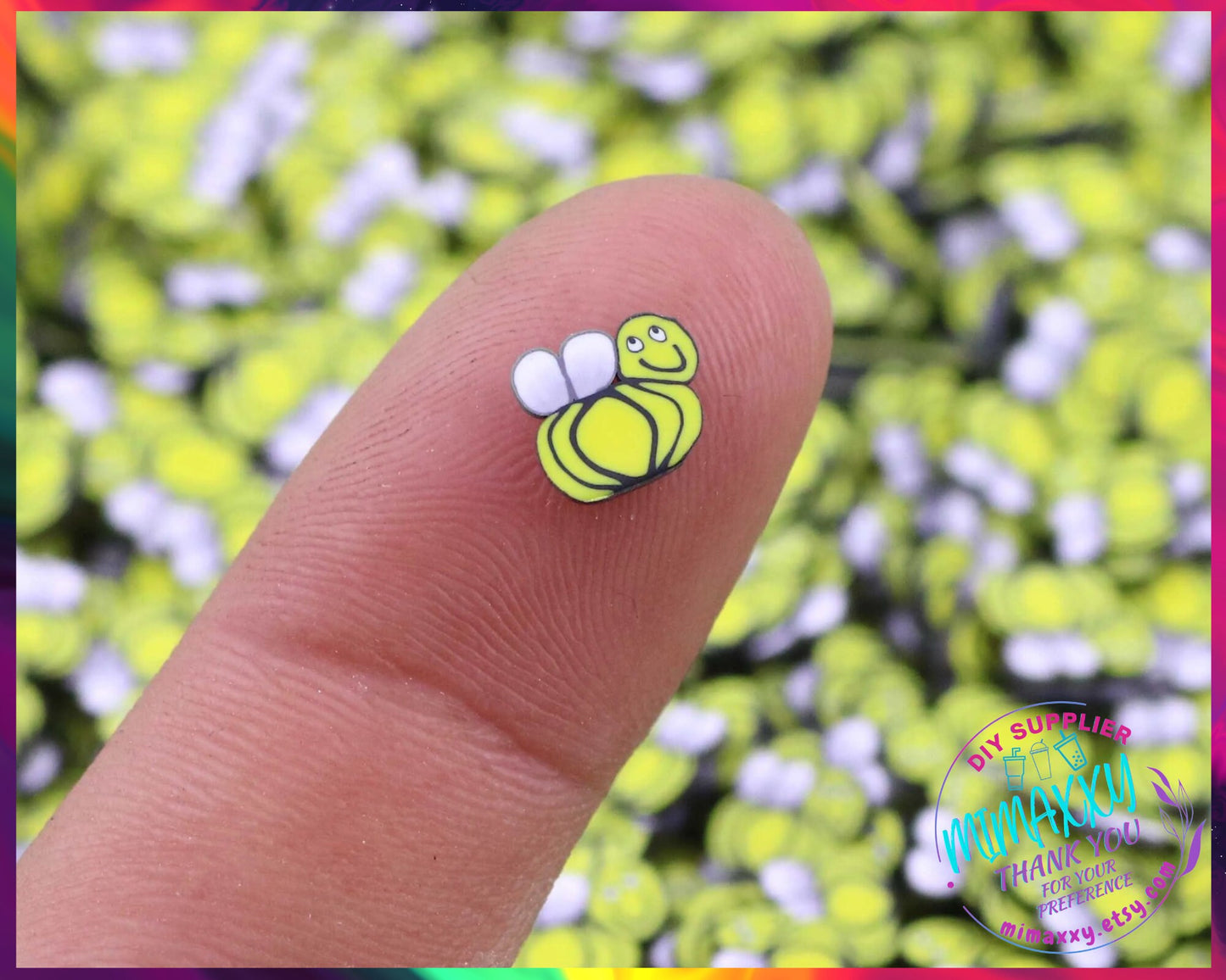 5mm BEE/ Flower/ Sprinkle, Slime, Polymer Clay Slices, Fake, Bake, Nail Art, Faux Craft Ships,Sunflower, Honey, BEE 007