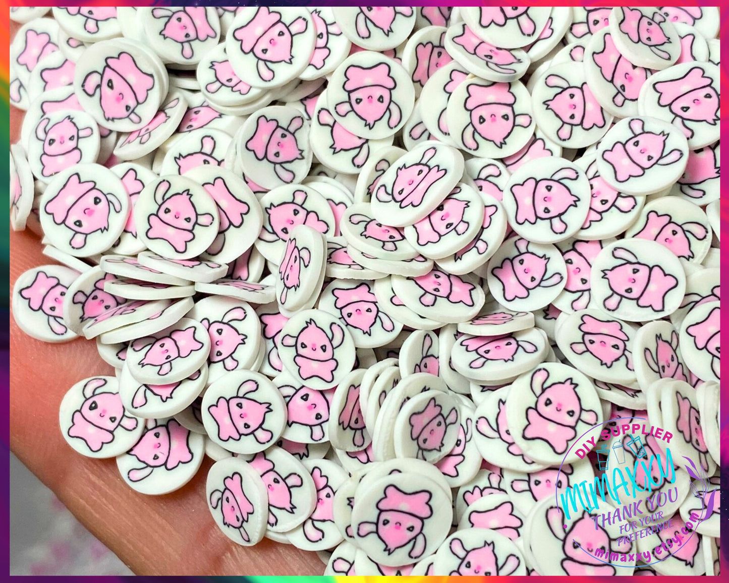 5mm ANGELA Alien, Ohana, Aloha, Sprinkle Slime, Polymer Clay Slice Slices Fake Bake Nail Art Faux Craft , CARTOON MIX 029