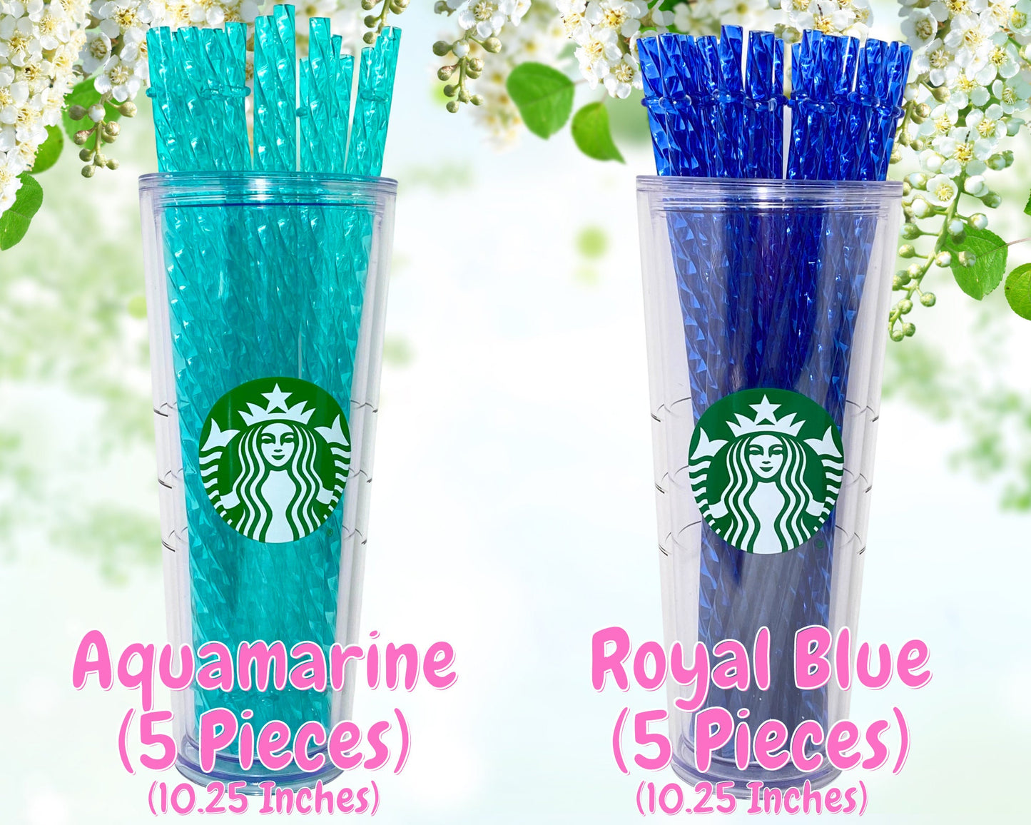 SET of 5 SWIRL STRAW for Starbucks tumbler, Reusable Crystal Replacement 11/10.25/9.25 in, Plastic Crystal Straw,Reusable Straw, Diy, Crafts