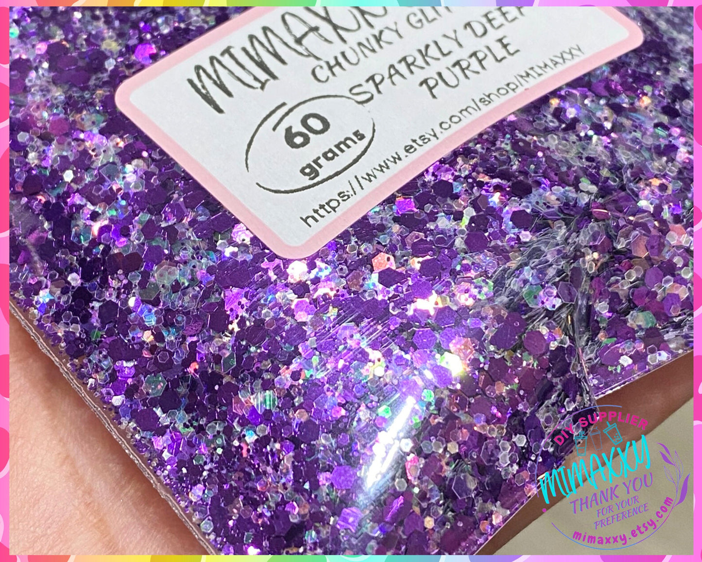 SPARKLY DEEP PURPLE, Shaped Glitter, Chunky Glitter Mix, Cosmetic Glitter,Nail Art, Resin art,Snow Globe Tumbler,Craft, Mix 036