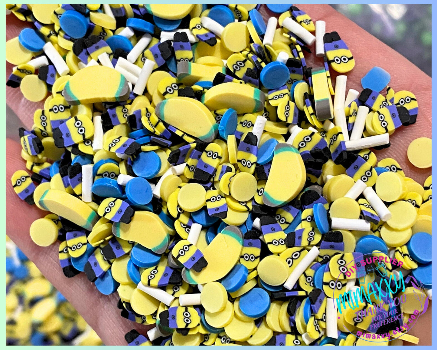 5-10mm MINIONS MIX/ Kuwaii /Fimo/Slice Perfect for diy/Fake Food/Slime/Snow Globe Tumblers/Deco Topping/Fake Dessert, BANANA 006