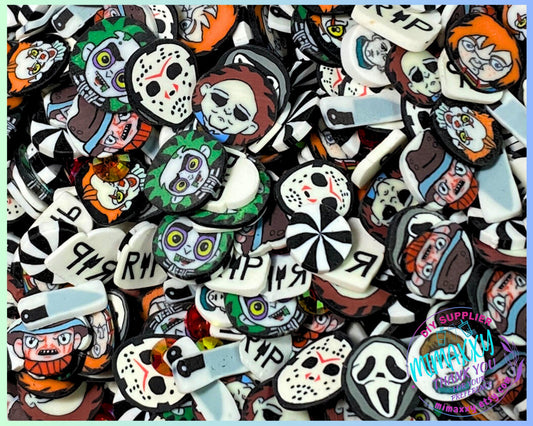 5mm Horror friends mix, ghost, Witches brew / Sprinkle, Slime Polymer Clay Slice, Fake Bake Nail, Craft, mix, black, HALLOWEEN MIX 018