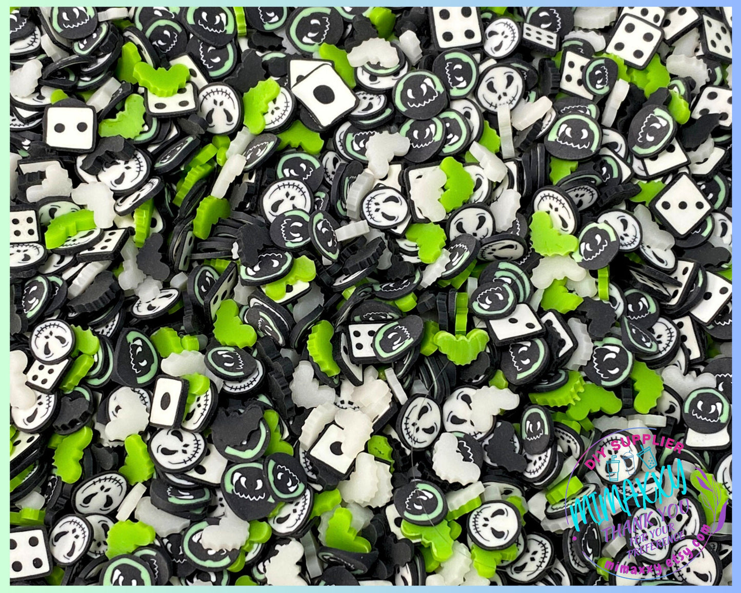 5mm Oogie & Jack, Boogie, Witches, Sprinkle, Slime Polymer Clay Slices, Fake,Nail, Craft , Nightmare before xmas, bath, HALLOWEEN MIX 019