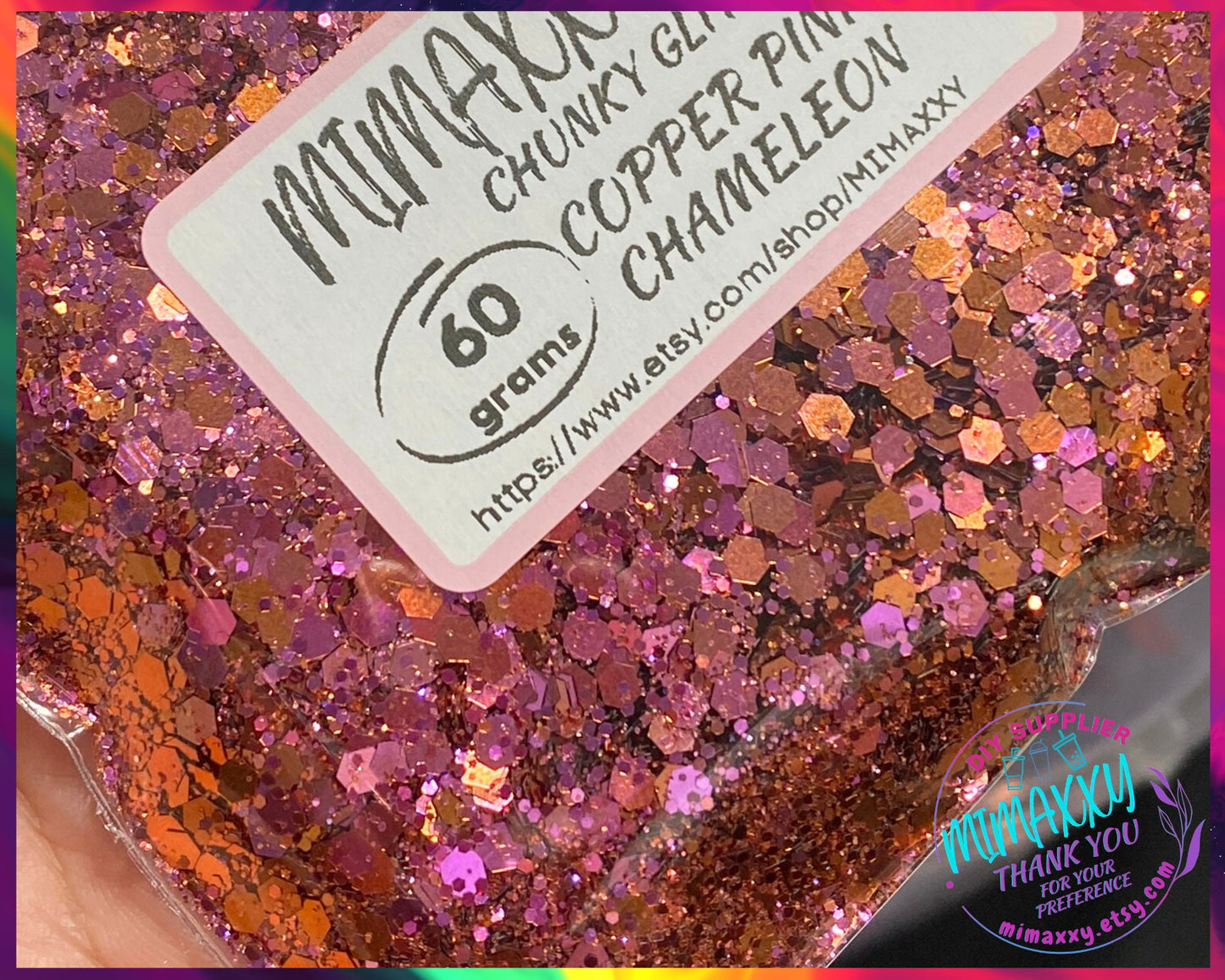 Copper Pink Chameleon, Shaped Glitter, Chunky Glitter Mix, Cosmetic Glitter,Nail Art, Resin art,Snow Globe Tumbler,Craft, CHAMELEON 012