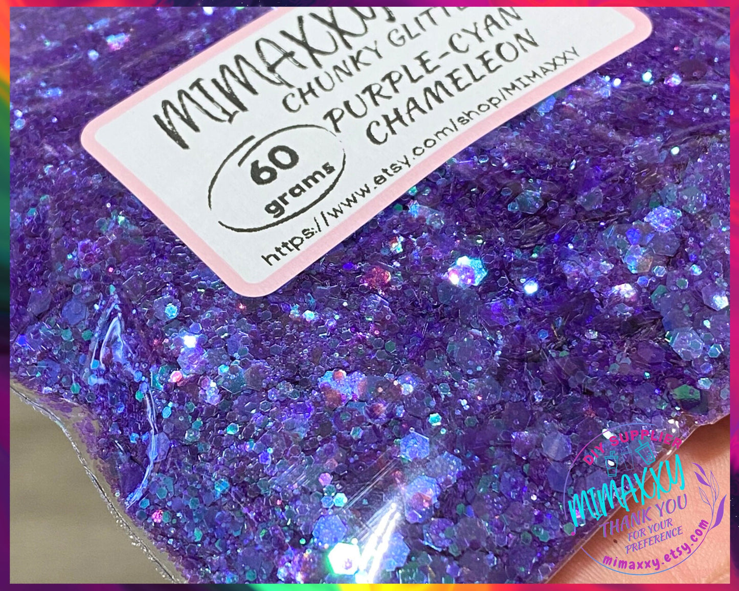 Purple Cyan Chameleon  ,Shaped Glitter, Chunky Glitter Mix, Cosmetic Glitter,Nail Art, Resin art,Snow Globe Tumbler,Craft, CHAMELEON 007