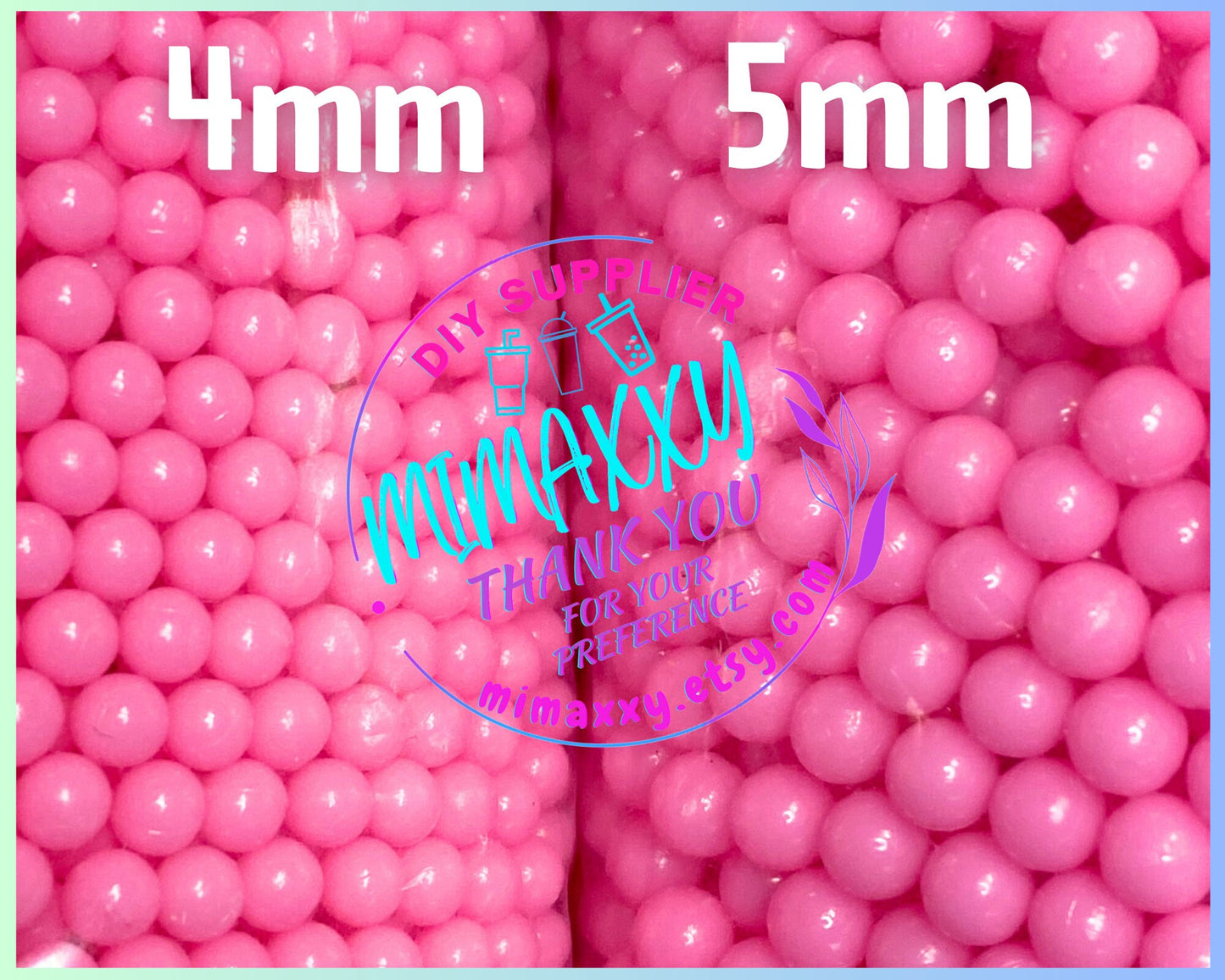 Pink Pearl Beads No Hole, Round, Caviar, Resin Charms Cabochons, Slime DIY Craft, boba, Decoration, snow globe, jewerly, BEADS 002