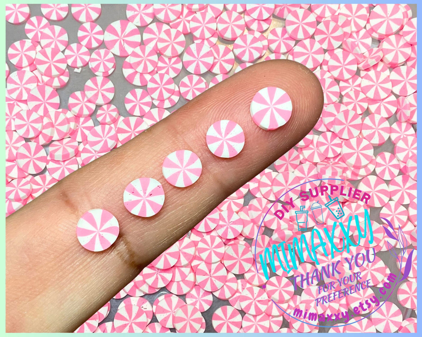 5mm BABY PINK Candy Mint Chip Polymer Clay Round Confetti Circles, Fake Sprinkles, Not Edible, crafts, snow globe tumblers, slime, MINT 007