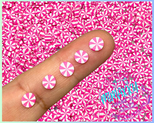 5mm HOT PINK Candy Mint Chip Polymer Clay Round Confetti Circles, Fake Sprinkles, Not Edible, crafts, snow globe tumblers, slime, MINT 006