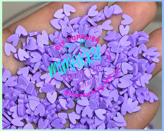 5mm Purple Heart Polymer Clay Slices, Fimo, DIY, Fake Foo, Slime, Snow Globe Tumblers, Decoden Topping, resin, nail, art, HEART 002