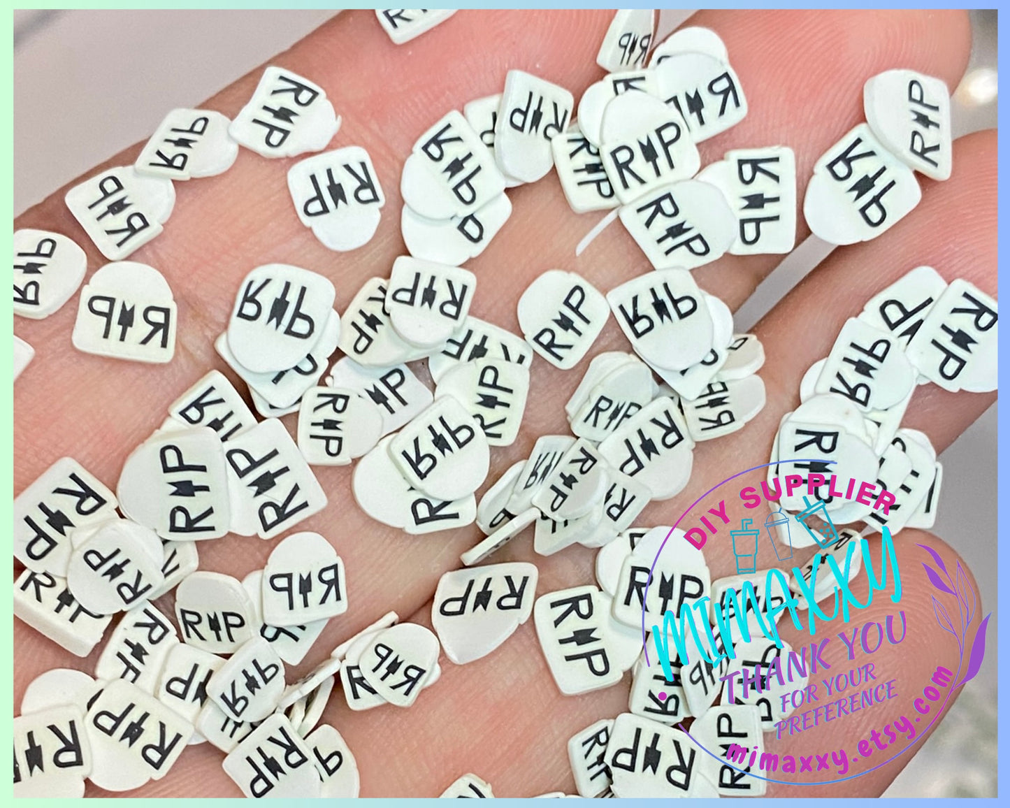 5mm RIP Graveyard Polymer Clay Slices /Fimo/Slice, Diy /Slime/Snow Globe Tumblers/Deco Topping, ghost, Grave, HALLOWEEN 063