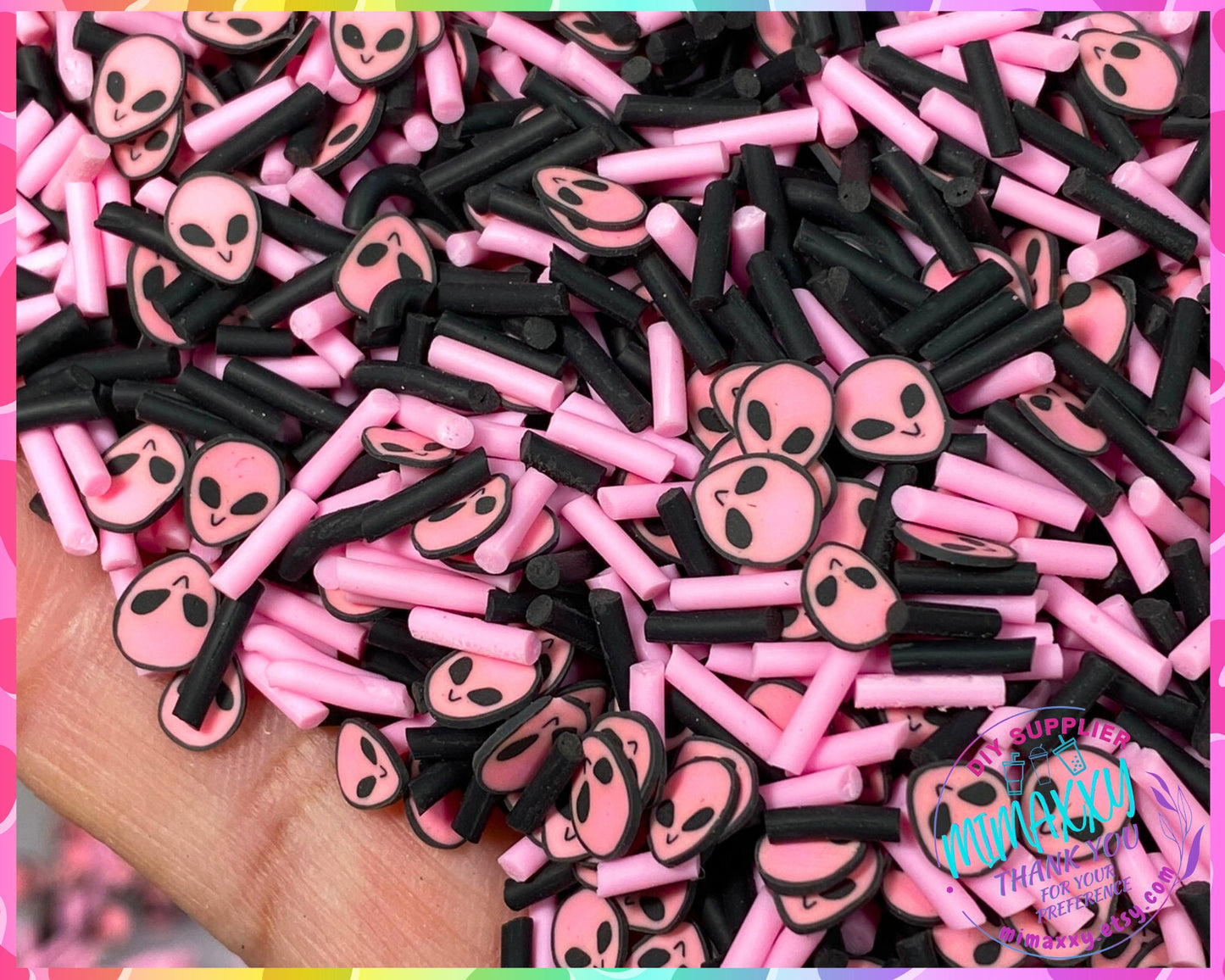 5mm Pink Alien Mix Head UFO/ Ghost /Polymer Clay Slices/  Sprinkle / Diy / Resin Art /Nairl/ Snow globe tumbler / Christmas, CARTOON MIX 025