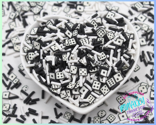 5mm Dice mix, Cards, Witches brew/ Sprinkle, Slime Polymer Clay Slices, Fake,Nail, Craft , Nightmare before xmas, bath,