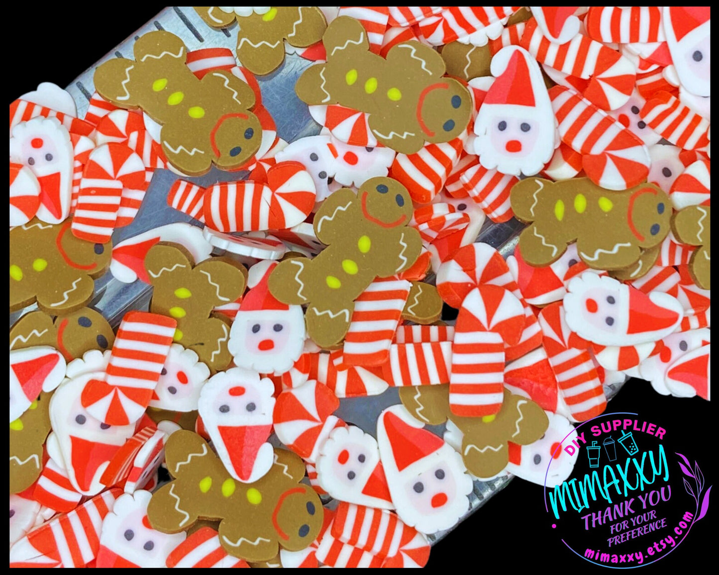 5 mm GINGERBREAD and Santa Mix , Sprinkle, Slime, Polymer Clay Slices, Fake Bake Nail, Craft Ships, winter, snow flake, XMAS 011, CHRISTMAS