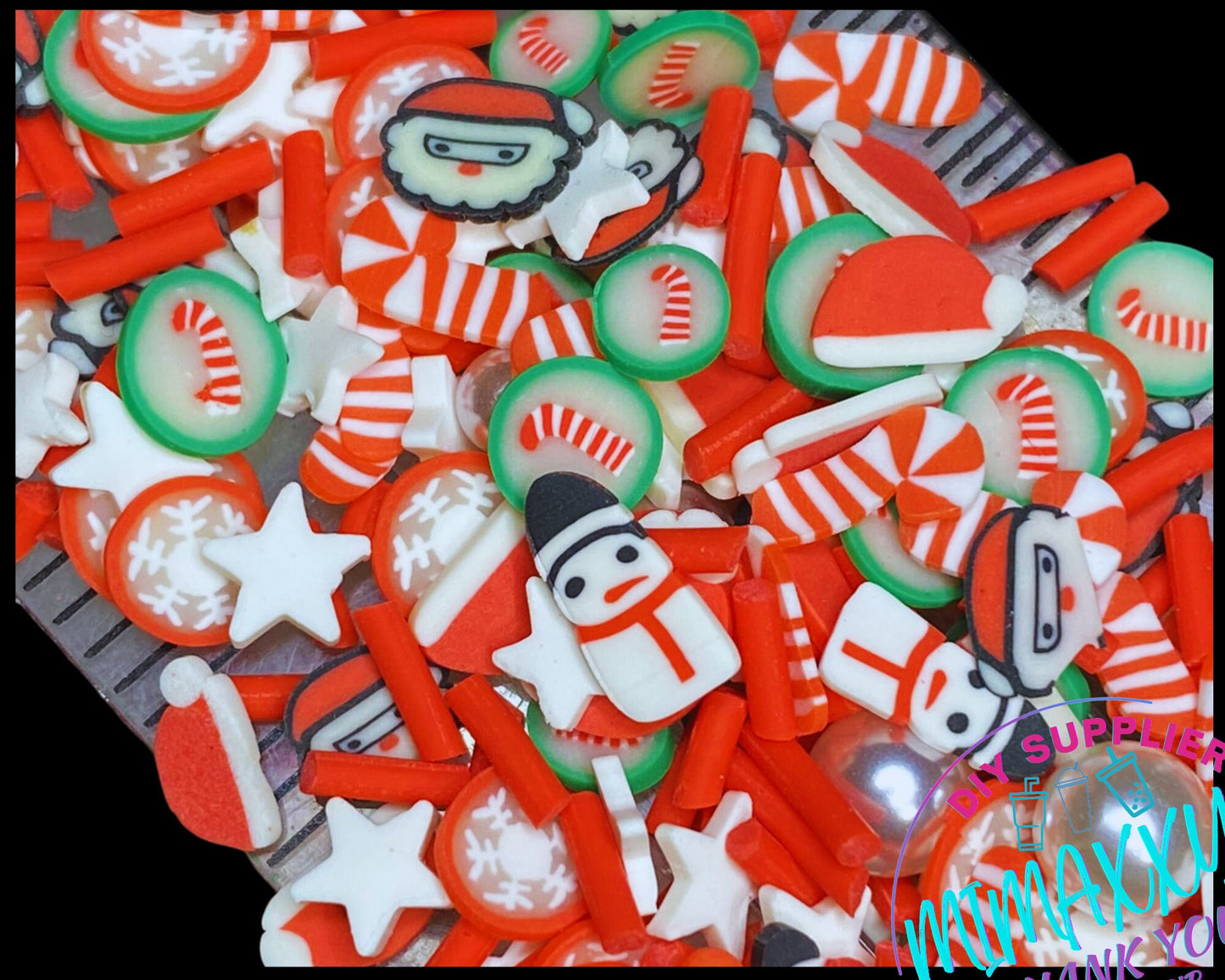 5mm CHRISTMAS Pearl Mix , Sprinkle, Slime, Polymer Clay Slices, Fake Bake Nail, Craft Ships, mint, snow man, tree, santa, winter, XMAS 037