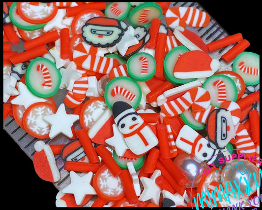 5mm CHRISTMAS Pearl Mix , Sprinkle, Slime, Polymer Clay Slices, Fake Bake Nail, Craft Ships, mint, snow man, tree, santa, winter, XMAS 037