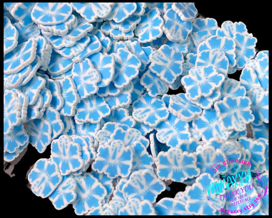 5mm Light Blue Hibiscus Flower/ Sprinkle, Slime, Polymer Clay Slices, Fake, Bake, Nail Art, Faux Craft Ships, BEACH 006