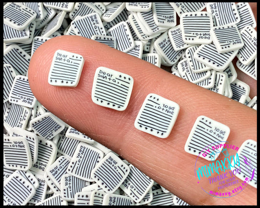 5mm Letter to Santa, Dear Santa, Sprinkle, Slime, Polymer Clay Slices, Fake Bake Nail, Craft Ships, mint, winter, XMAS 040