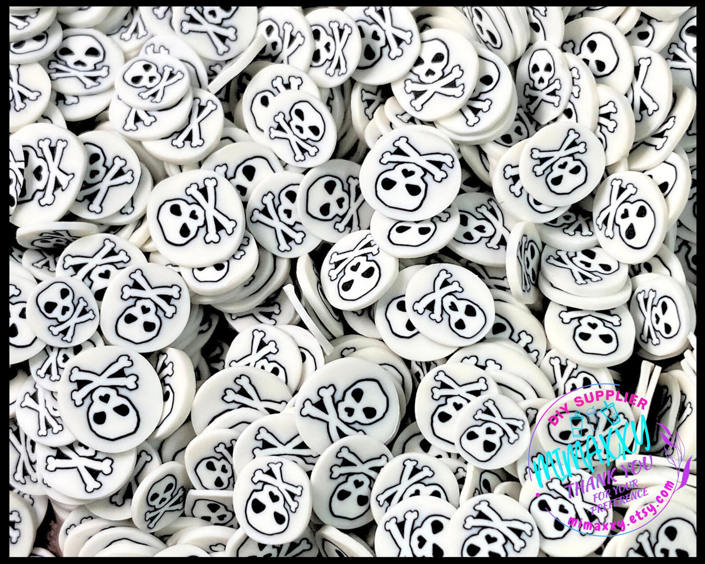 5mm Skull Danger Death, Polymer Clay Slices /Fimo/Slice, Diy /Slime/Snow Globe Tumblers/Deco Topping, ghost, Grave, HALLOWEEN 064