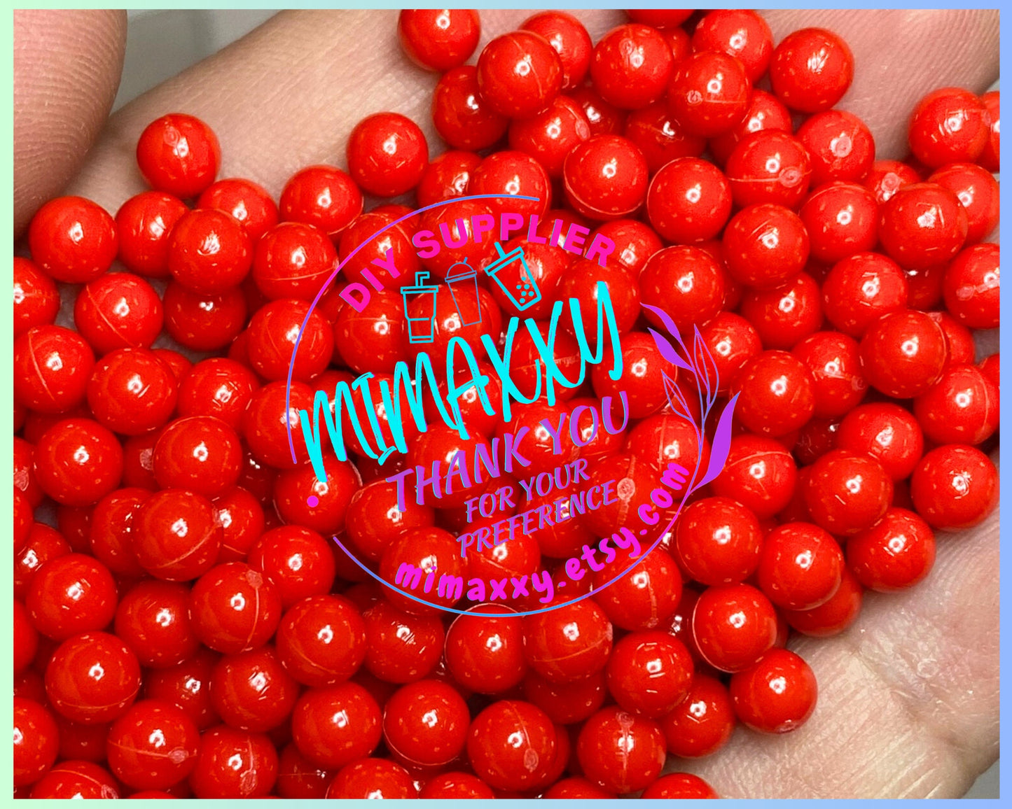 Red Pearl Beads No Hole, Round, Caviar, Resin Charms Cabochons, Slime DIY Craft, boba, Decoration, snow globe tumbler, jewerly, BEADS 001