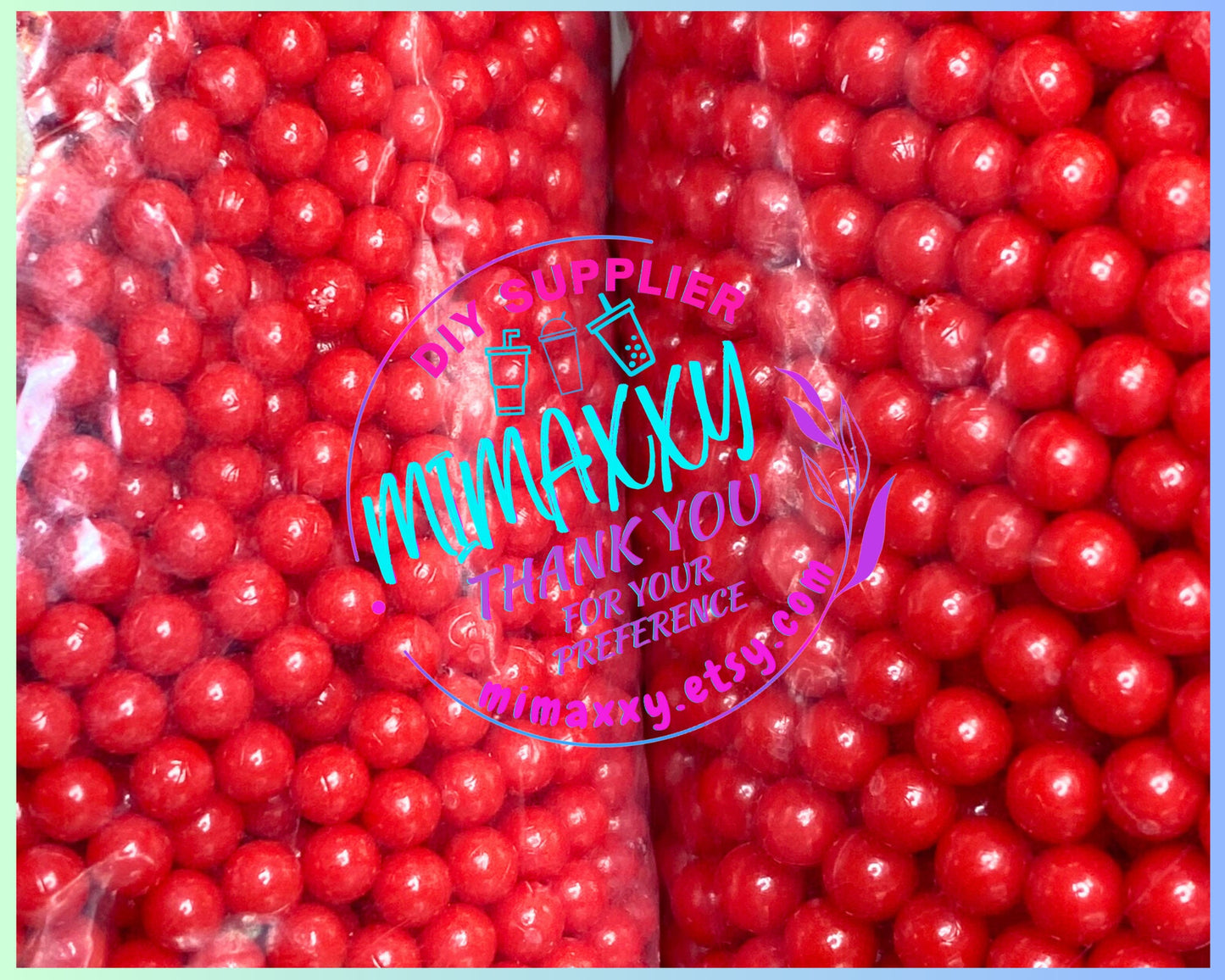 Red Pearl Beads No Hole, Round, Caviar, Resin Charms Cabochons, Slime DIY Craft, boba, Decoration, snow globe tumbler, jewerly, BEADS 001