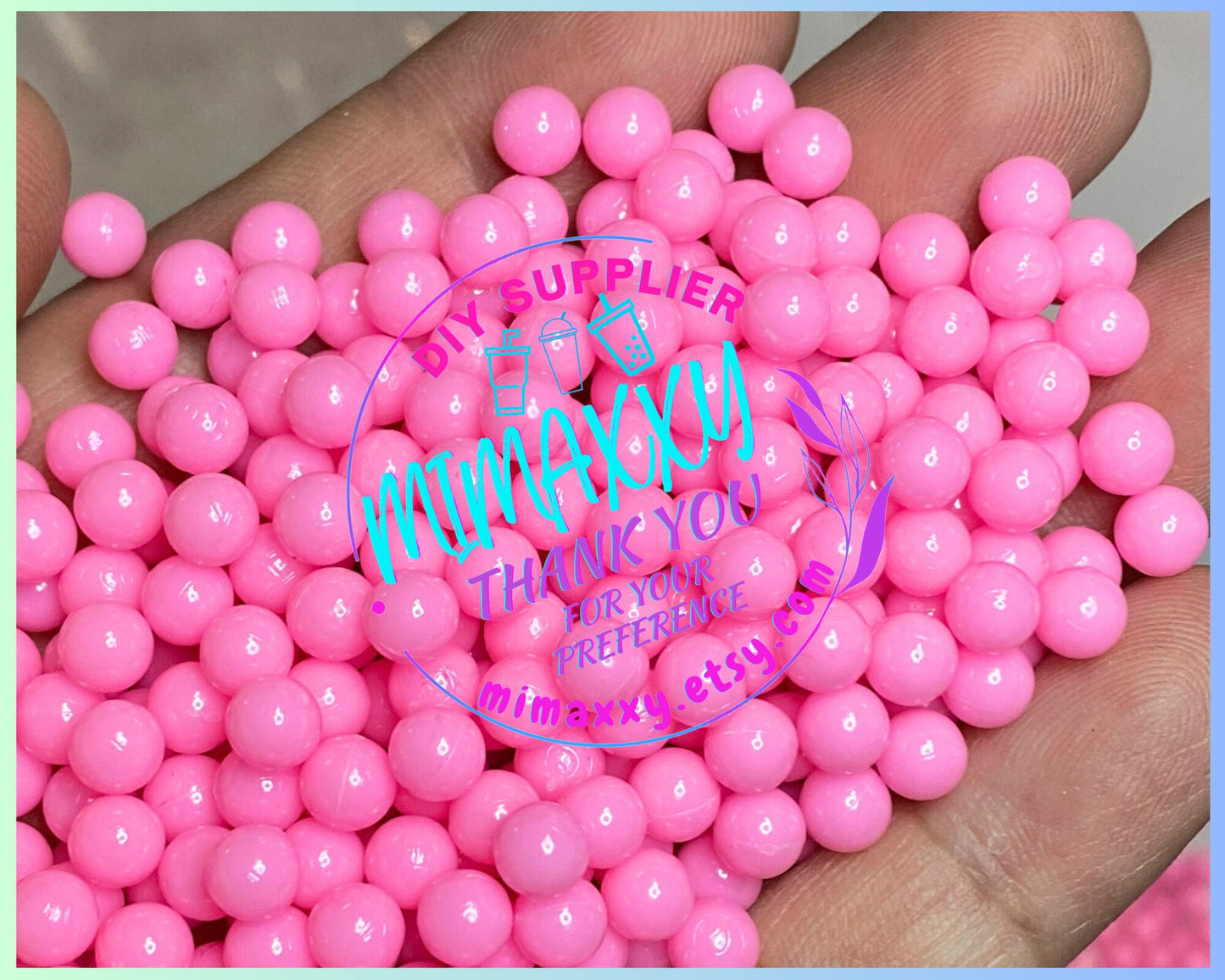 Pink Pearl Beads No Hole, Round, Caviar, Resin Charms Cabochons, Slime DIY Craft, boba, Decoration, snow globe, jewerly, BEADS 002