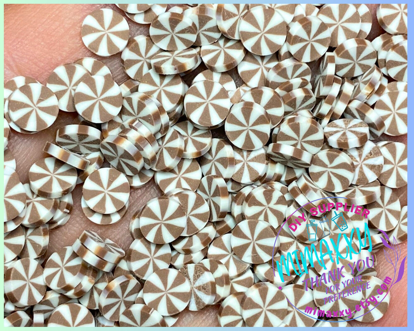 5mm BROWN Candy Mint Chip Polymer Clay Round Confetti Circles, Fake Sprinkles, Not Edible, crafts, snow globe tumblers, slime, MINT 004