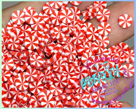 5mm RED Candy Mint Chip Polymer Clay Round Confetti Circles, Fake Sprinkles, Not Edible, crafts, snow globe tumblers, slime, MINT 003