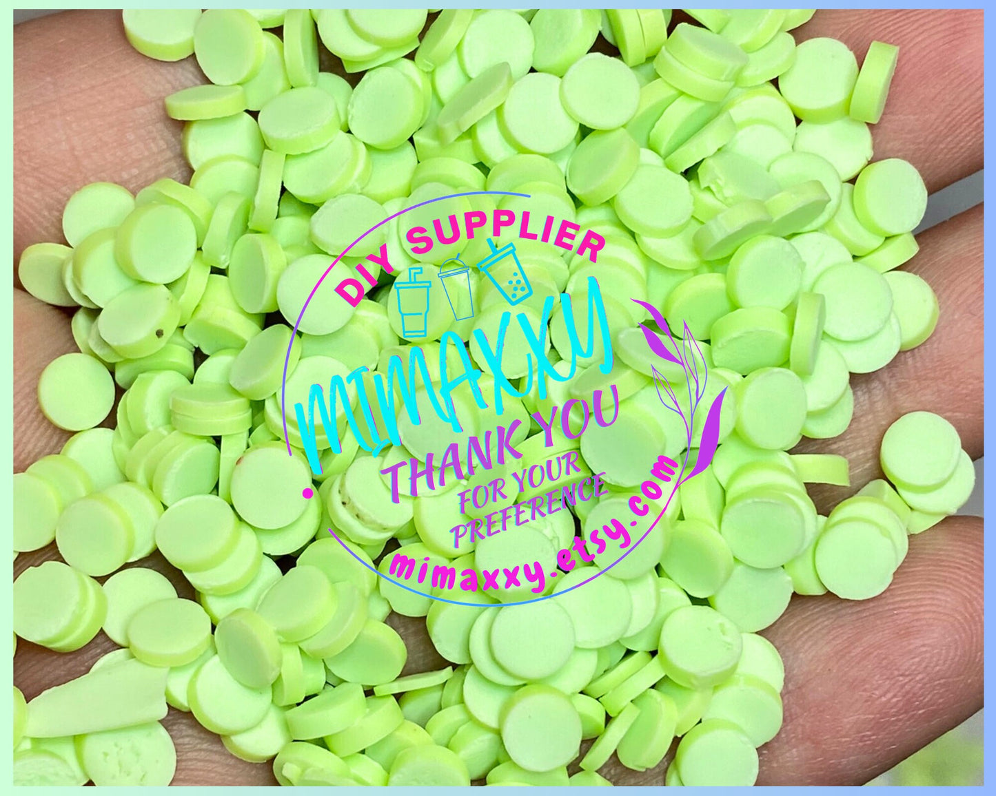 5mm Pistachio Chip Polymer Clay Round Circles, Fake Sprinkles, Not Edible, crafts, snow globe tumblers, slime, Decoden, CONFETTI 005