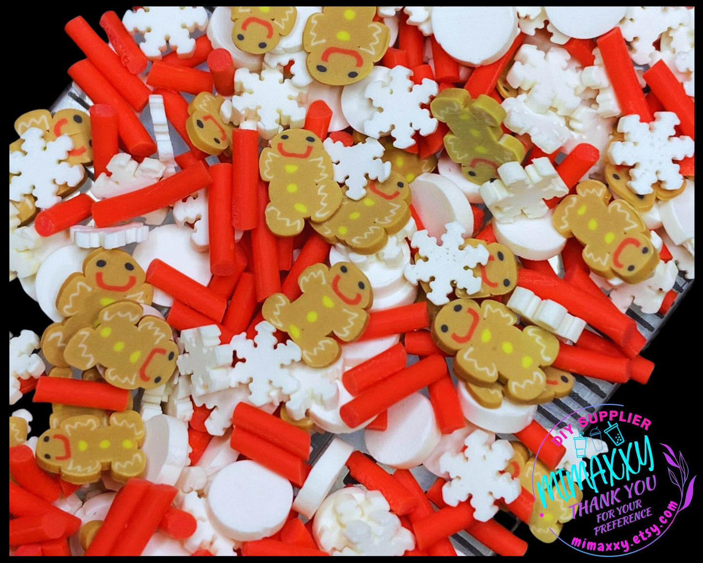 5 mm CHRISTMAS GINGERBREAD Mix , Sprinkle, Slime, Polymer Clay Slices, Fake Bake Nail, Craft Ships, winter, snow flake, XMAS 007